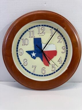 Texas Flag state Wall Clock wood Frame*chip on frame